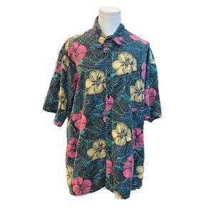 Vintage 80s tropical floral button up